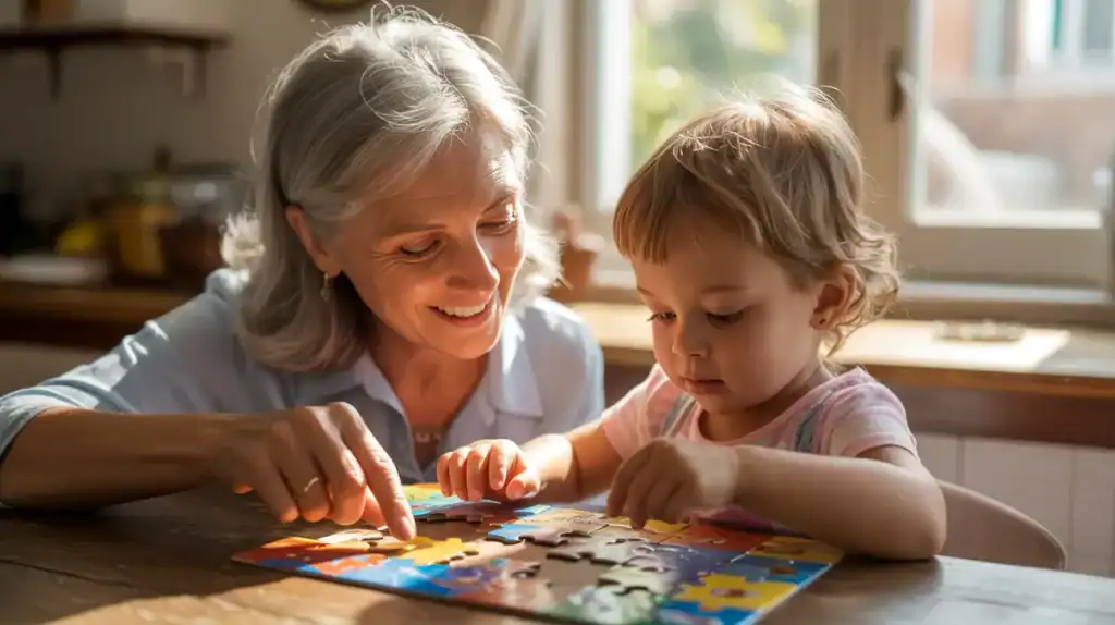 Grandmother spending quality time with grandchild during retirement
