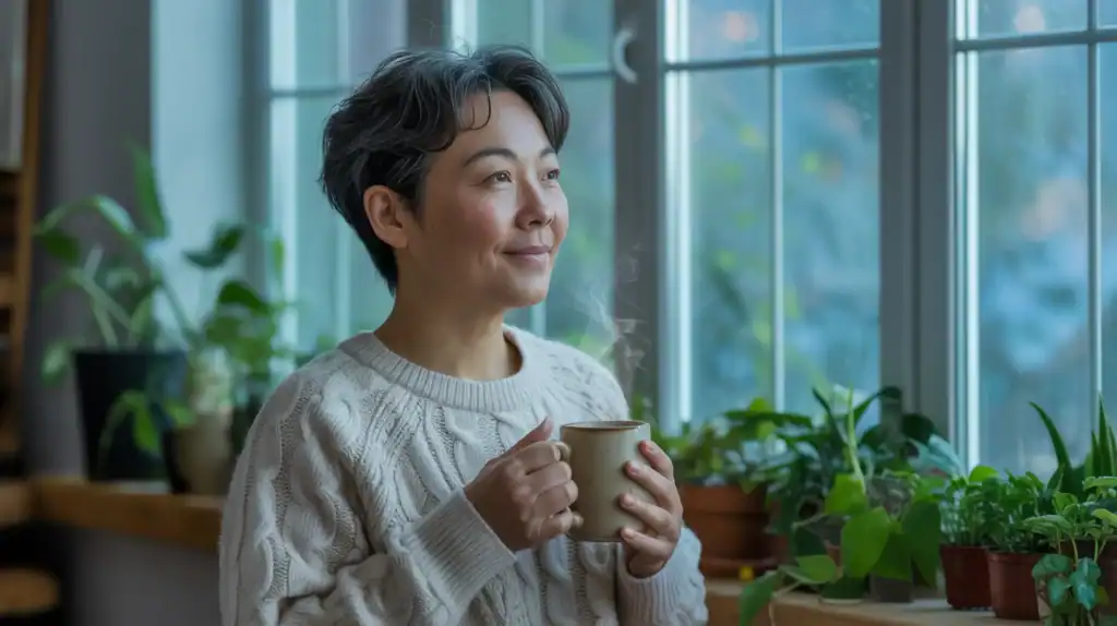 Person feeling peaceful and confident after successfully setting healthy boundaries